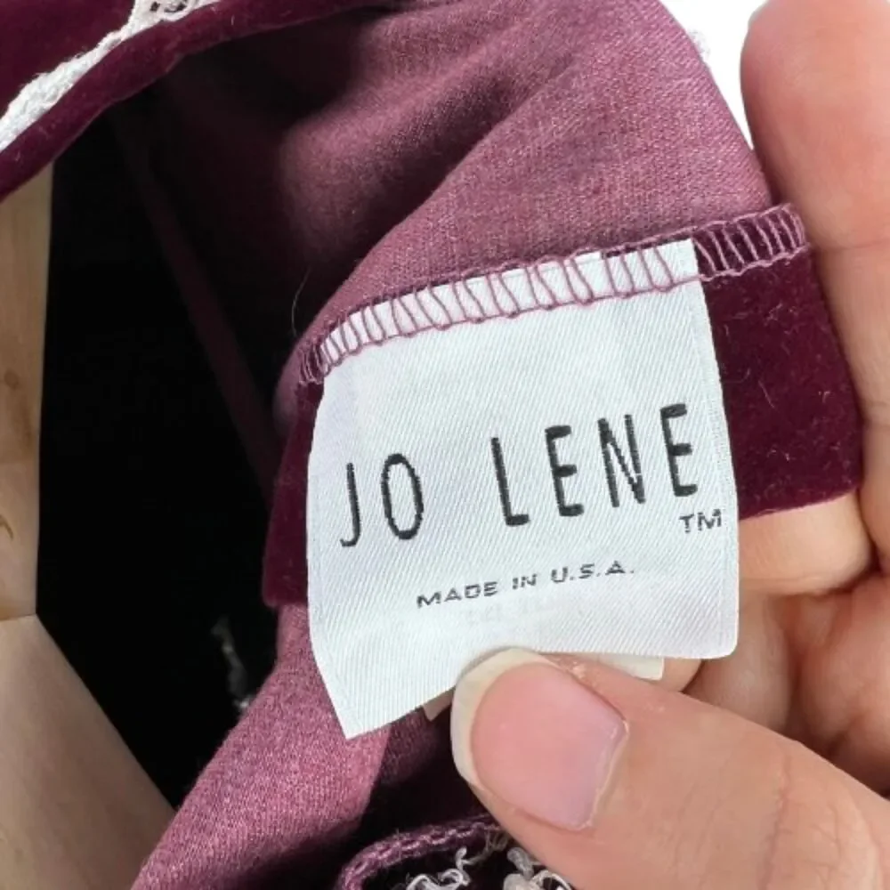 Vintage Jo Lene Girls Burgundy Velvet Lace Trim Dress Victorian Style Size 7 - Picture 4 of 6